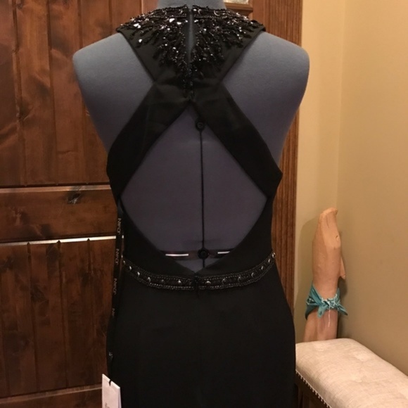 JVN Jovani Beaded Cross Cutout Prom Gown! NEW! - Picture 5 of 7